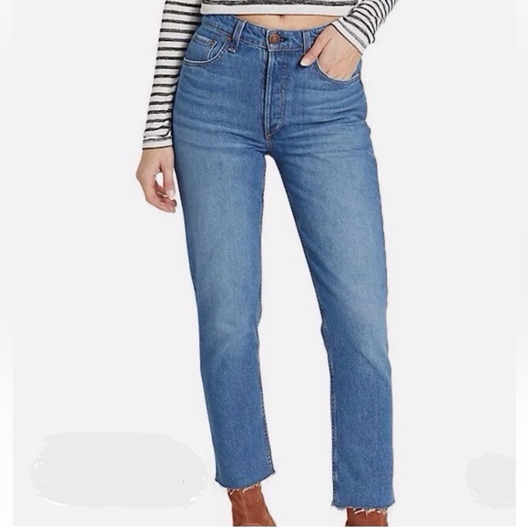 RAG & BONE Nina High-Rise Ankle Cigarette Raw-Hem Button-Fly Straight-Leg Jeans - Picture 1 of 13
